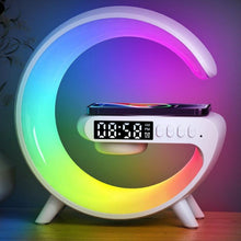 Smart Alarm Clock with G - Shape RGB Light Bluetooth Speaker, Wireless Charging (1 Pc) - justgrabit.in | Just Grab It