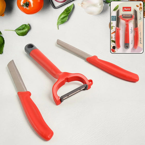 Apex 3 - Piece Stainless Steel Kitchen Knife and Peeler Set - Justgrabit Inc.