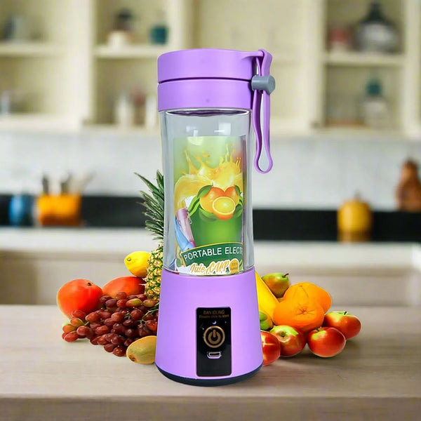 Portable Electric USB Juice Maker Juicer Bottle Blender, Grinder Mixer, 4 Blades Rechargeable Bottle (380 ML / Mix Color) - Justgrabit Inc.