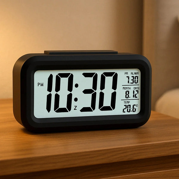 Digital LCD Alarm Clock with Backlight (1 Pc) - Justgrabit Inc.