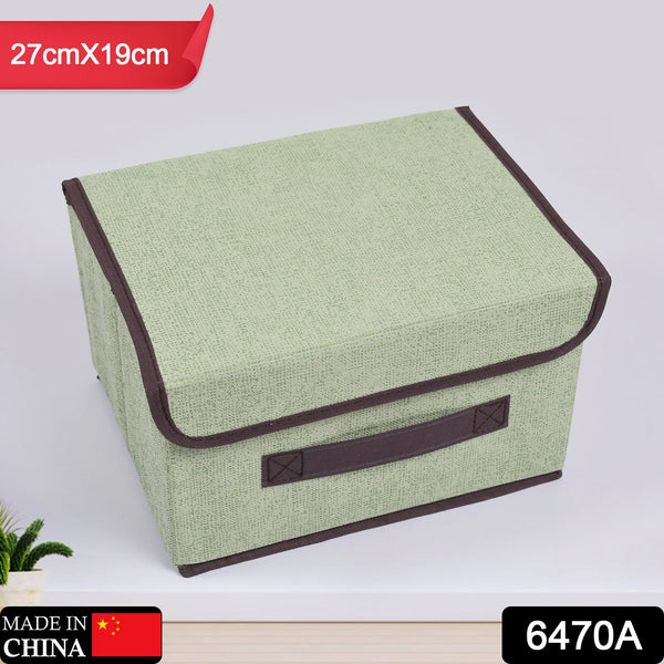 Foldable Cotton Linen Storage Box – Multi - Room Organizer with Lid & Handles - justgrabit.in | Just Grab It