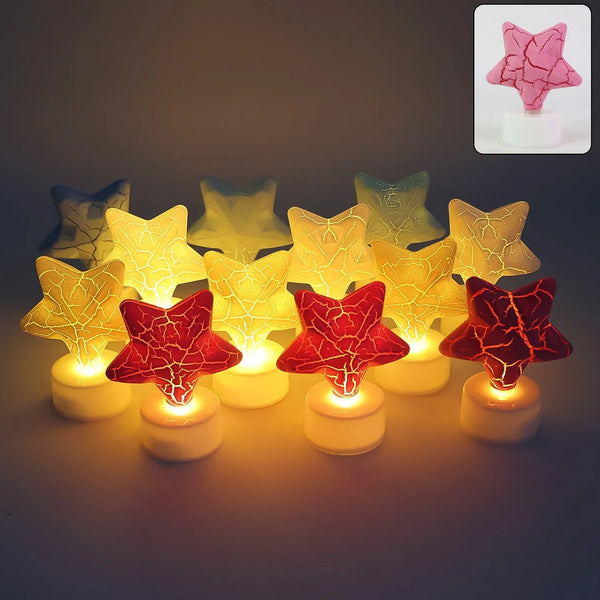Star Shape Decorative LED Tealight Candles (12 Pc) - justgrabit.in | Just Grab It