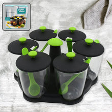 Multipurpose 6 Piece Miracle Revolving Plastic Spice Container Rack With 6 Spoon, Condiment Set, Masala Rack Set, Revolving Spice Rack Aachar Container Chutney Mukhwas Tray Masala Dining Spice Stand - Justgrabit Inc.