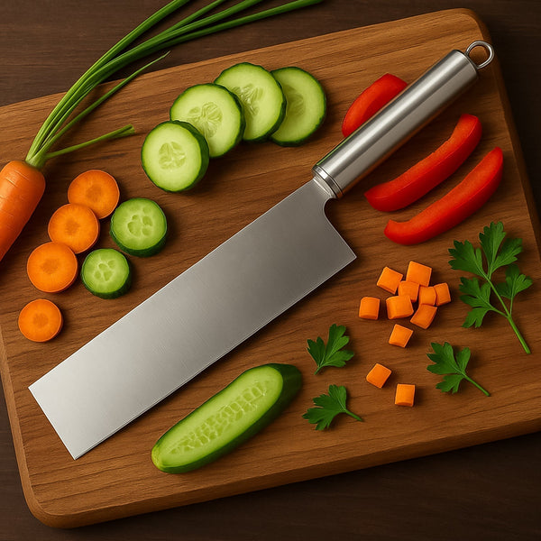 Professional - Grade Stainless Steel Vegetable Cleaver Knife 1 Pc - justgrabit.in | Just Grab It
