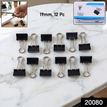 Black Metal Binder Clips (19 MM, 12 Pieces Set) - justgrabit.in | Just Grab It