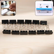 Black Metal Binder Clips (15 MM, 12 Pieces Set) - justgrabit.in | Just Grab It