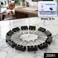 Heavy Duty Black Metal Binder Clips (25 MM, 12 Pieces Set) - justgrabit.in | Just Grab It