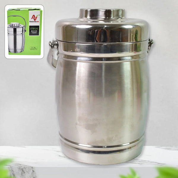 Stainless Steel Lunch Box, Insulated Lunch Box Double Vacuum‑Layer (2.2 Ltr.) - justgrabit.in | Just Grab It
