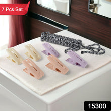 Cloth Drying Rope with Clips – Convenient and Durable Hanging Solution (7 Pc Set) - justgrabit.in | Just Grab It