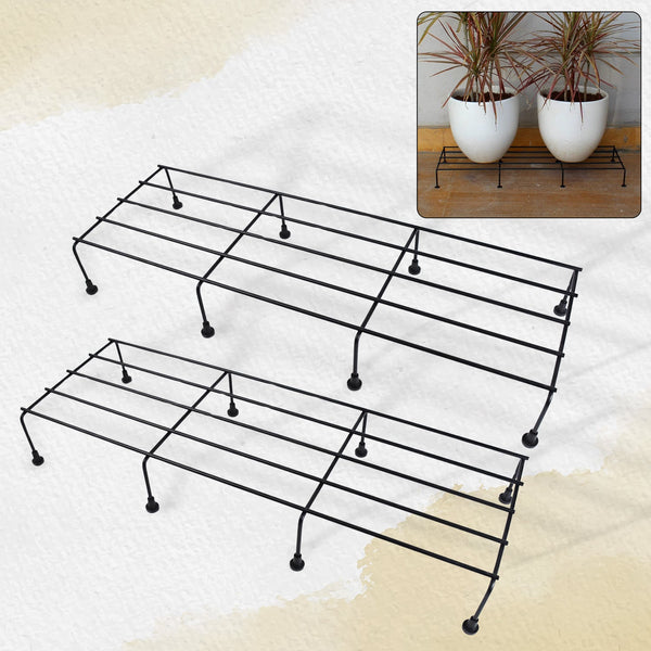 Metal Rectangle Flower plant stand for balcony (60×20 Cm / 2 Pc Set) - justgrabit.in | Just Grab It