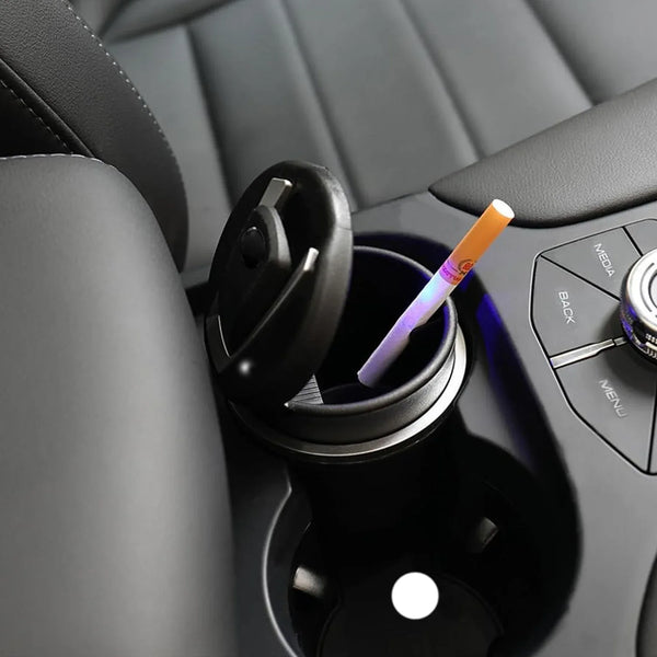 Portable Car Ashtray with Lid and Blue LED Light (1 Pc) - justgrabit.in | Just Grab It