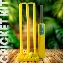 Cricket Kit with Bat, Rubber Ball, Bails, 3 Stumps & Stand Base - justgrabit.in | Just Grab It