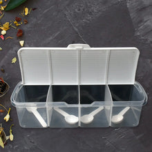 Kitchen Multipurpose Air - tight 4 Sections Storage Containers / Masala Box Pickle (Achar) Jar with 4 spoon for each section (1 Pc / Mix Color) - Justgrabit Inc.