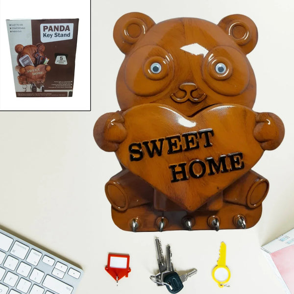 Cute Plastic Panda Key Holder, Wall Key Rack with 5 Hooks (1 Pc) - justgrabit.in | Just Grab It