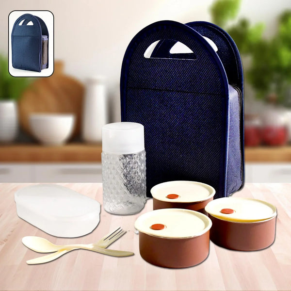 Steel Lunch Box Set (4 pcs, Black) - justgrabit.in | Just Grab It
