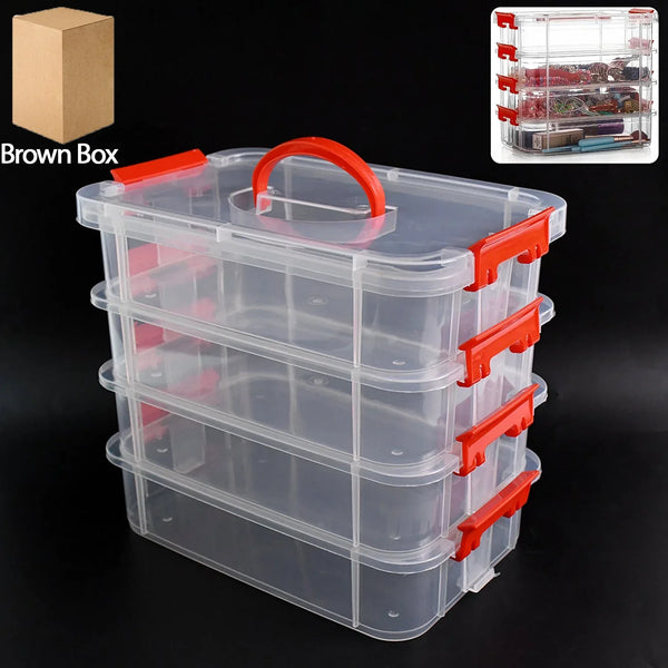 4 - Layer Transparent Multipurpose Plastic Storage Box - Justgrabit Inc.