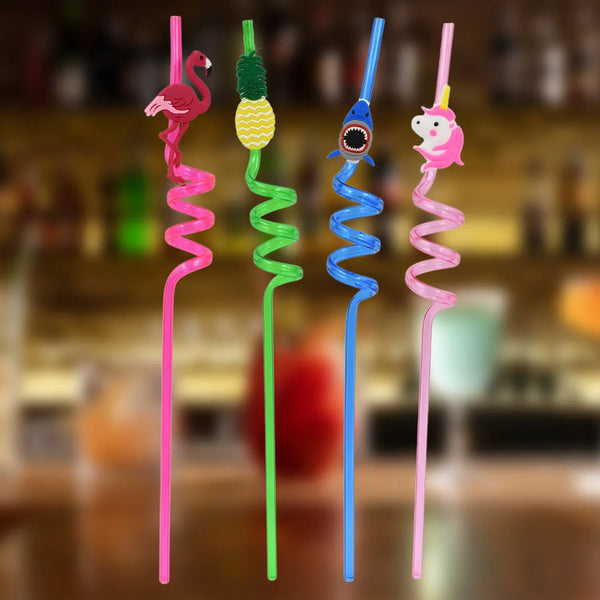Reusable Plastic Straws (12 pcs Set / Mix Design) - justgrabit.in | Just Grab It