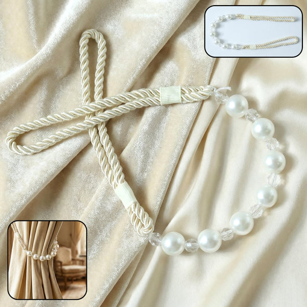 Elegant Pearl Beaded Curtain Tieback (1 Pc) - justgrabit.in | Just Grab It