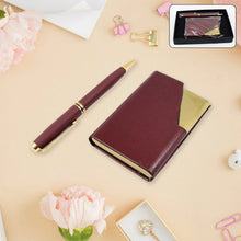 Leather Professional Business Visiting Card Case With Luxury Ballpoint Blue Pens (2 Pc Set / With Gift Box) - justgrabit.in | Just Grab It