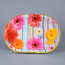 Medium Plastic Flower Printed Design Serving Tray (1 Pc / 31 x 21 CM / Mix Color) - justgrabit.in | Just Grab It
