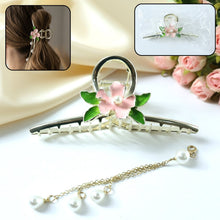 Elegant Floral Pearl Chain Hair Claw Clip (1 Pc) - justgrabit.in | Just Grab It