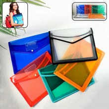 Transparent Document File Folder Multi - Color Button Closure File Bags (1 Pc / Mix Color) - justgrabit.in | Just Grab It