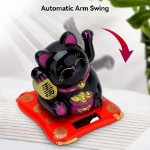 Solar Powered Happy Cat Beautiful with Arm Waves Wealth Cat (1 Pc / Mix Color) - justgrabit.in | Just Grab It