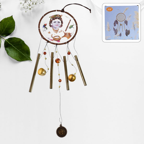 Krishna Medallion Dream Catcher Wind Chime Pendant Wall Hanging - Spiritual Home - justgrabit.in | Just Grab It