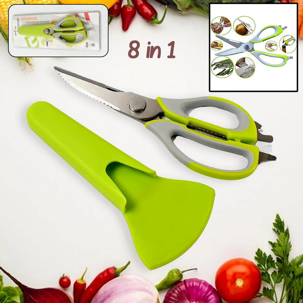 Multi - Purpose Kitchen Shears with Magnetic Holder, Stainless Steel, Red Multifunction Heavy Duty and Kitchen Scissors - Justgrabit Inc.