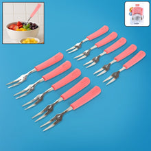 Premium Stainless Steel Fruit Fork Set – 10 Pieces with Soft Non - Slip Handle - justgrabit.in | Just Grab It