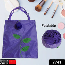 Foldable Nylon Shopping Bag (Rose Design): Reusable, Eco - Friendly (1 Pc) - Justgrabit Inc.