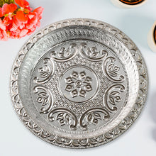 Traditional Silver Finish Plastic Pooja Thali (1 Pc) - justgrabit.in | Just Grab It