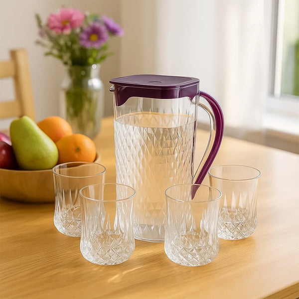 Supermom ROMA Plastic Jug with Glasses Combo Set (5 Pc) - justgrabit.in | Just Grab It