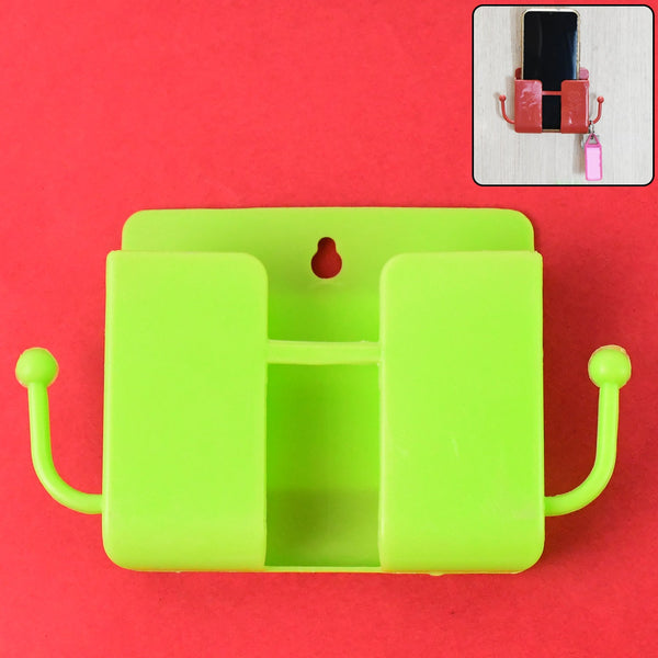 1 Pc Neon Green Wallmount Mobile Stand With Hook - justgrabit.in | Just Grab It