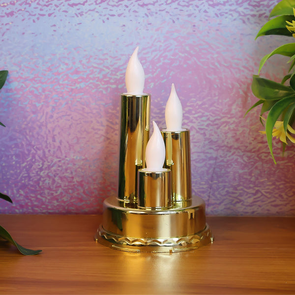 LED Flameless Candle Lamp with Triple Candle Design (1 Pc) - justgrabit.in | Just Grab It