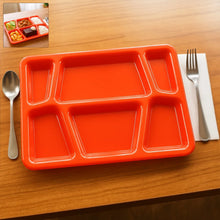 Plastic Multi - Compartment Rectangular Meal Serving Tray / Plate (1 Pc / Red) - justgrabit.in | Just Grab It
