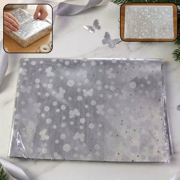 Decorative Silver Gift Wrapping Paper Sheets (1 pkt / Approx 20 Pcs / Mix Color) - justgrabit.in | Just Grab It