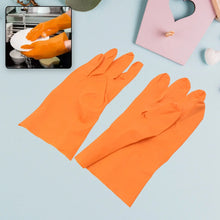Multipurpose Rubber Reusable Cleaning Gloves, Reusable Rubber Hand Gloves I Latex Safety Gloves I for Washing I Cleaning Kitchen I Gardening I Sanitation I Wet and Dry Use Orange Gloves (1 Pair 40 Gm) - Justgrabit Inc.