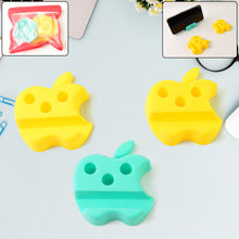 Multi - Functional Apple - Shaped Plastic Mobile Stand with Pen Holder (3 Pc / Mix Color) - justgrabit.in | Just Grab It