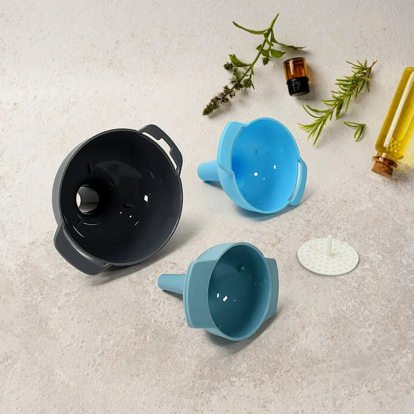 3 in 1 Kitchen Funnel Set of 3, Funnel for Filling Bottle, Small Canning Funnel with Handle, Food Grade Plastic Funnel with Detachable Strainer Filter for Liquid, Dry Ingredients, and Powder - Justgrabit Inc.