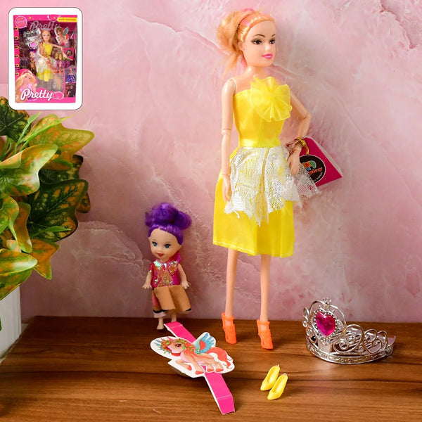 Fashion Doll with Baby Accessories Set (Mix Design) - justgrabit.in | Just Grab It