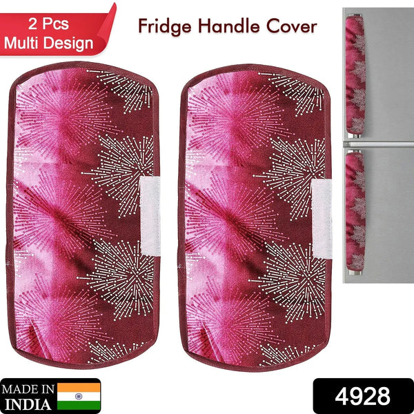 Fridge Cover Handle Cover Polyester High Material Cover For All Fridge Handle Use ( Set Of 2 Pcs ) Multi Design - justgrabit.in | Just Grab It