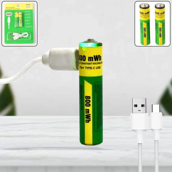 AAA Rechargeable 800 mWh Batteries With Recharging Cable (2 Pc Set) - Justgrabit Inc.