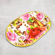 Small Plastic Flower Printed Design Serving Tray (1 Pc / 27 x 18 CM / Mix Color) - justgrabit.in | Just Grab It