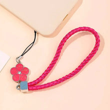Flower Shape metal alloy pendant Nylon Braided leather hand strap lanyard phone (1 Pc / Multicolor) - justgrabit.in | Just Grab It