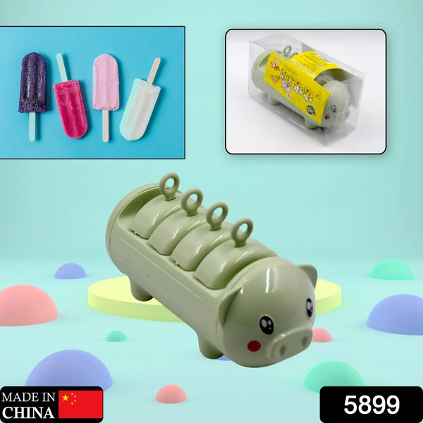 Pig Shape Mold Ice Candy, sicle Mold Ice, Plastic Ice Candy Maker Kulfi Maker Molds Set with 4 Cups - justgrabit.in | Just Grab It