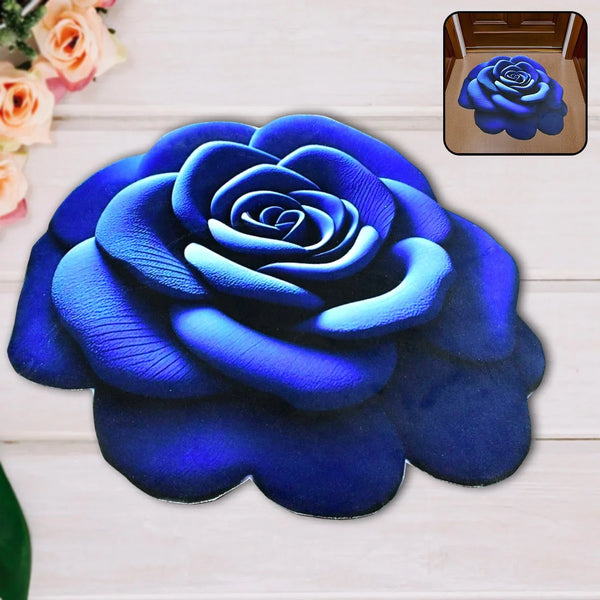 Rose Shaped Anti-Slip Velvet Floor Mat - (1 Pc) - Justgrabit Inc.
