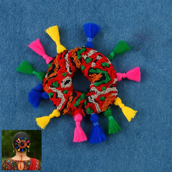 Traditional Multicolor Navratri Hair Bun (1 Pc) - justgrabit.in | Just Grab It