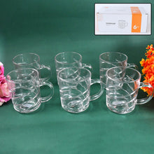 Glass Coffe & Tea Cup / Mug Enjoy Your Drink Style, Water glass (6 pcs Set / 220 ML) - justgrabit.in | Just Grab It