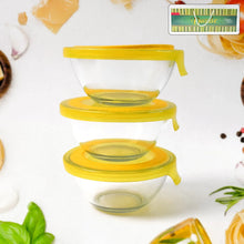 Dazzle Glass Bowl Set Mixing / Storage Bowls with Lids (3 pcs Set) - Justgrabit Inc.